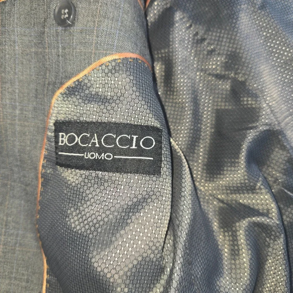 Bocaccio Uomo Blazer Mens 38S Grey Plaid Two Button Sport Coat Tailored Fit